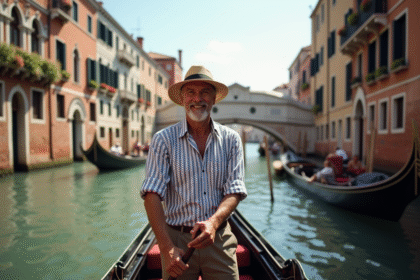 Gondolier vénitien au visage marqué par le soleil