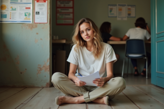 Jeune femme en pleine rédaction de documents dans un centre bénévole