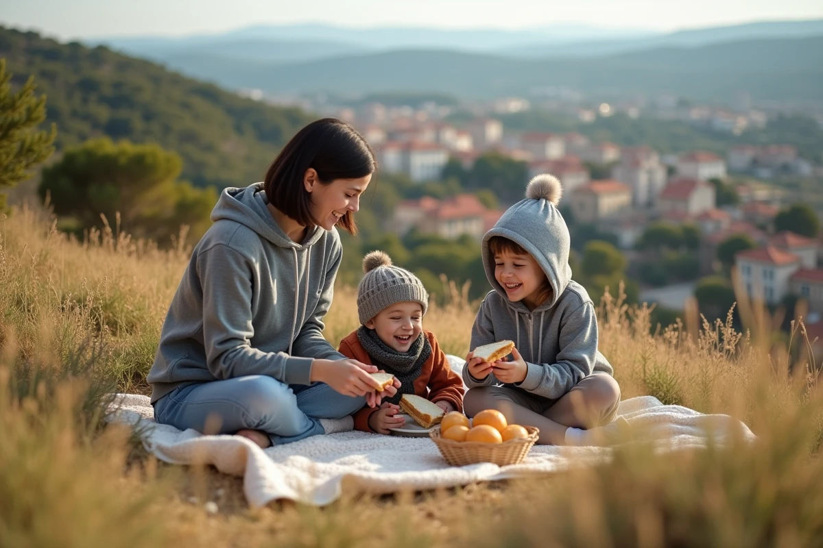 Mère et enfants profitant d