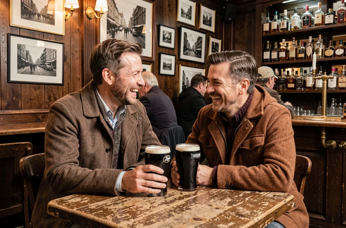 Couple savourant une pinte dans un pub traditionnel irlandais à Dublin lors d'un voyage de 3 jours